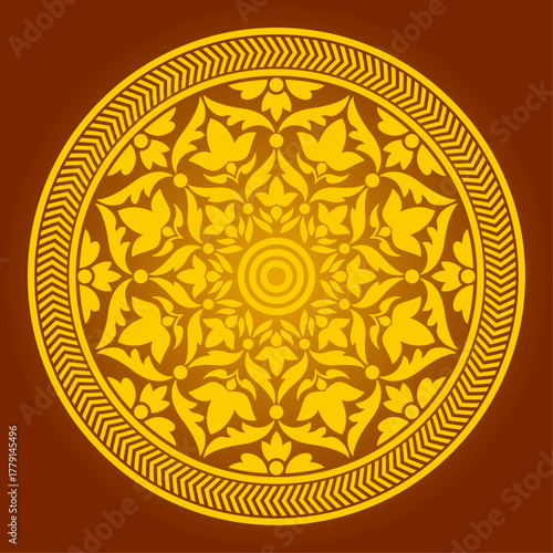Traditional round floral pattern, Indian art legacy. Separated background, bright colors. Indian, Arabic, Middle East classic style. Suzani style. 