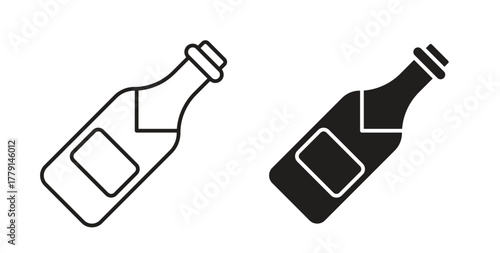 Champagne bottle icon symbol. Vector EPS 10. line and glyph icon