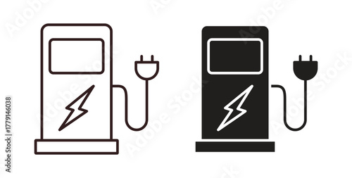 Charging station icon symbol. Vector EPS 10. line and glyph icon