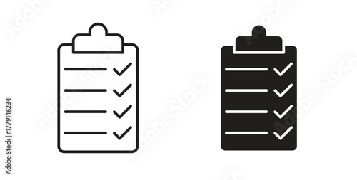 Clipboard check icon symbol. Vector EPS 10. line and glyph icon