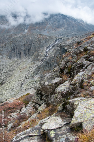 Picturesque Altai wilderness with a rocky part of Akchan valley in late august, Russian Federation