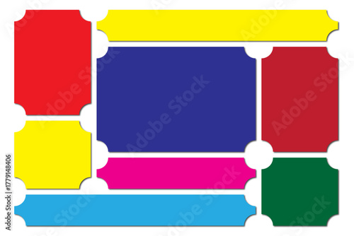 Colorful geometric bento grid layout templates with rounded corners A collection of trendy, colorful geometric layouts featuring rounded corner bento grids for picture collages and design projects.