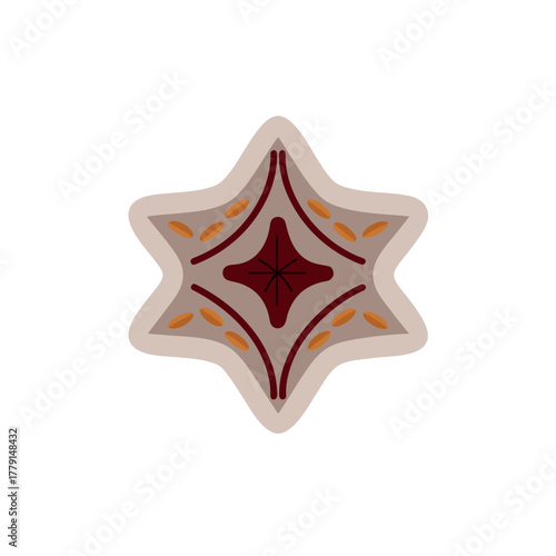 Stylized six-point star decorative element in warm earthy tones