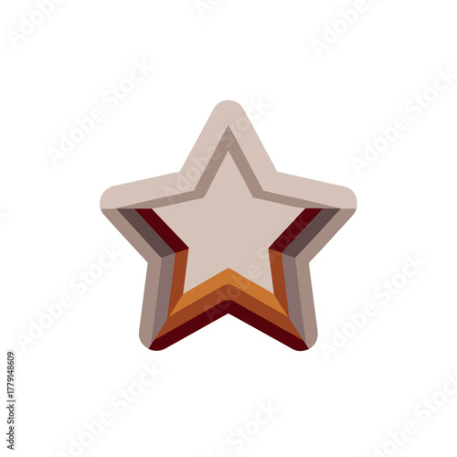 Stylized five-point star symbol in muted earth tones 3d render
