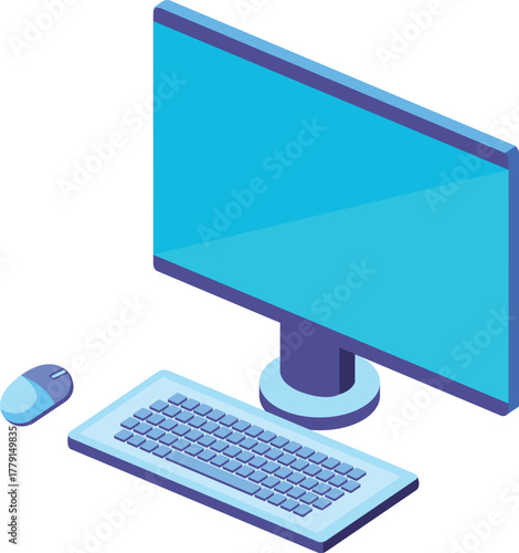 Isometric laptop icon symbolizing modern technology and digital work