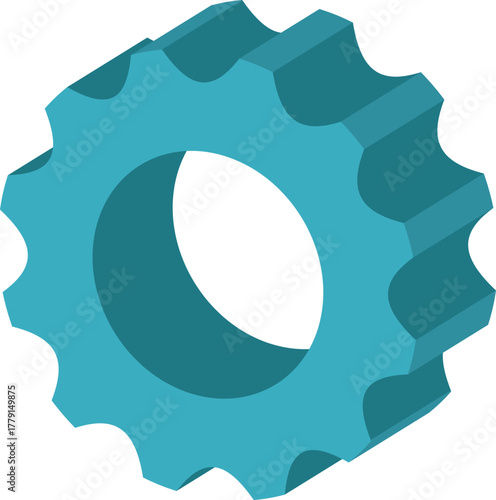  Isometric gear icons symbolizing process, settings, and mechanical progress