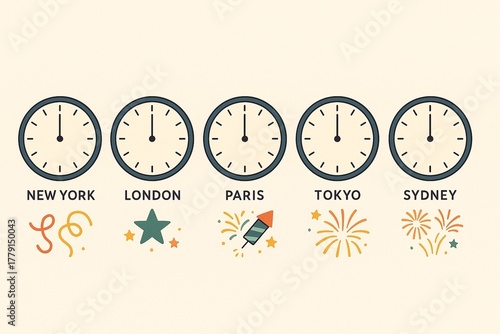 New Year Midnight Around the World