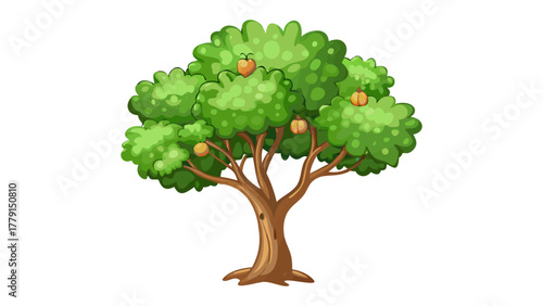 Healthy tree: Vibrant illustration of a lush tree with bright green foliage, symbolic of vitality, growth, and the beauty of the natural world.