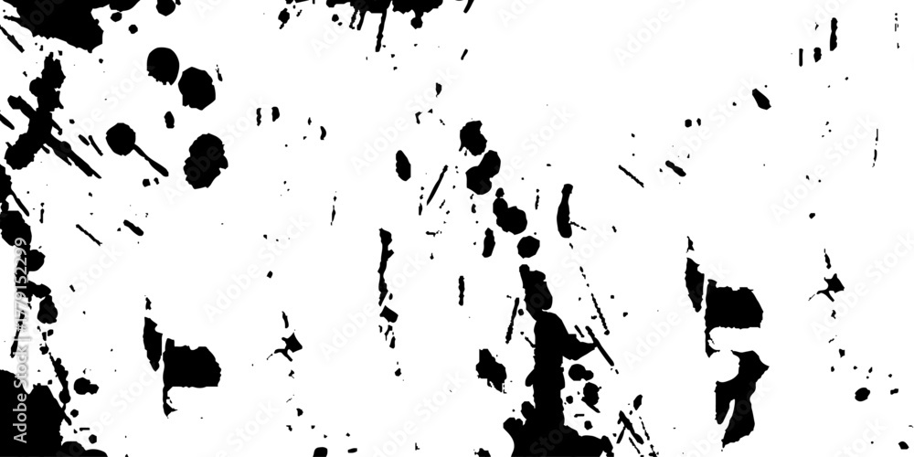 Obraz premium Black ink banner brush grunge paper, vector white abstract background.