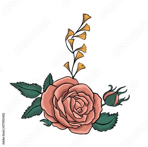 Rose flower for postcard design vector illustration