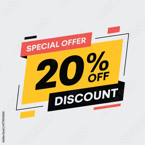 Modern promotional banner design special offer 20 percent off discount vector illustration eps vector