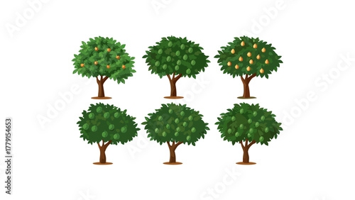 Orchard of Promise: A vibrant illustration showcasing an orchard of various trees, each brimming with lush foliage and the potential for a bountiful harvest.