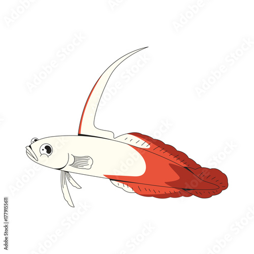 Fire dartfish animal cartoon icon illustration