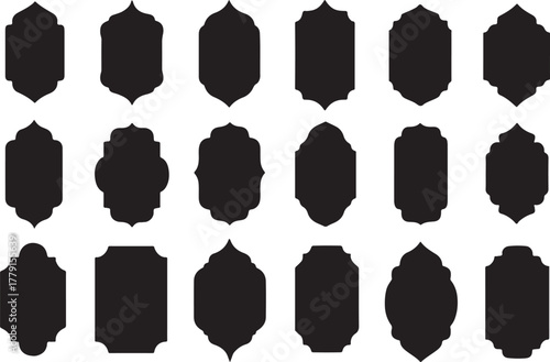 Collection of elegant black decorative vector frame borders with diverse ornate shapes