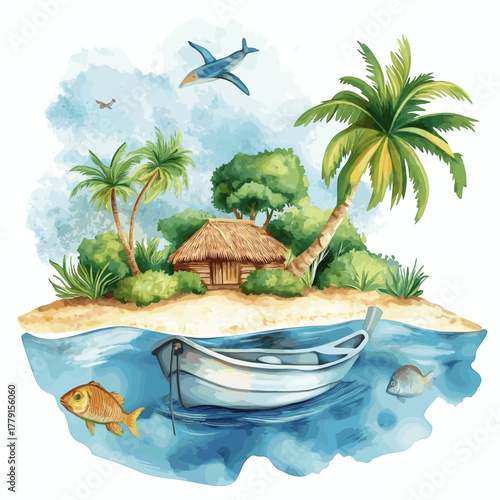 Bonito eco-tourism. Bonito eco-tourism hand drawn watercolor illustration