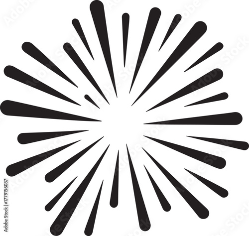 Abstract black radiating lines on a white background for graphic design