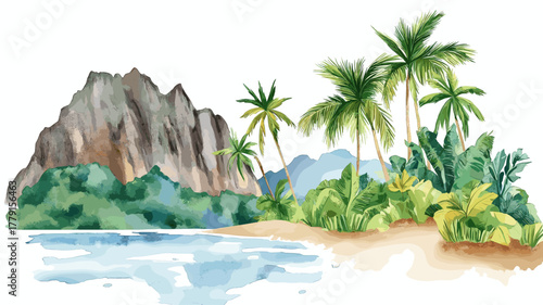 Cueva del Guacharo. Cueva del Guacharo hand drawn watercolor illustration