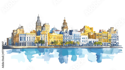 Montevideo ? Ciudad Vieja. Montevideo ? Ciudad Vieja hand drawn watercolor illustration