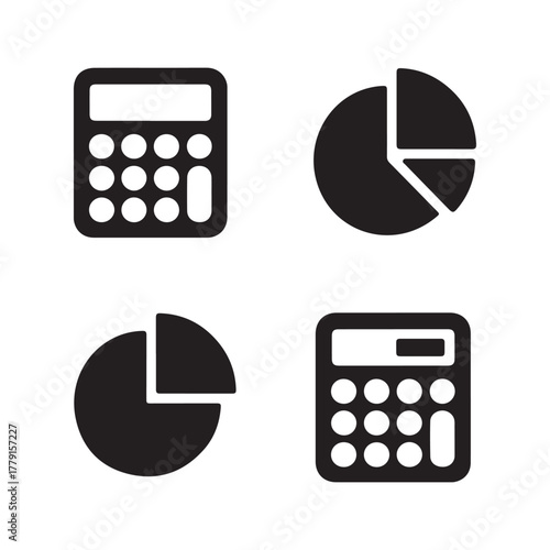 Chart and calculator finance solid icons