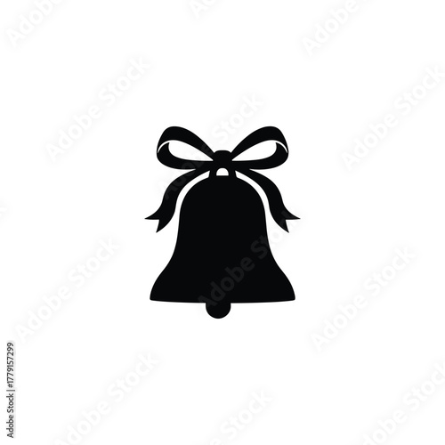 Christmas Bell with Bow Silhouette Vector Illustration