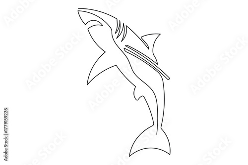 Elegant shark continuous one line minimalist art design