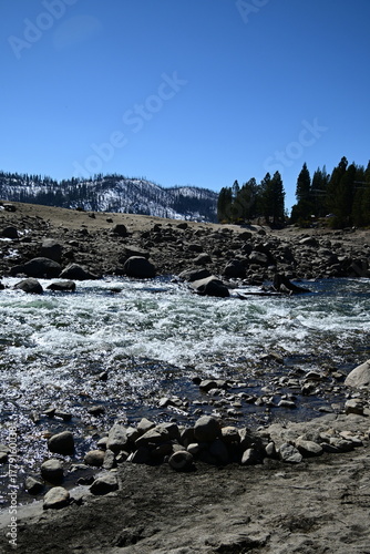beautiful winter mountain river at Huntington lake