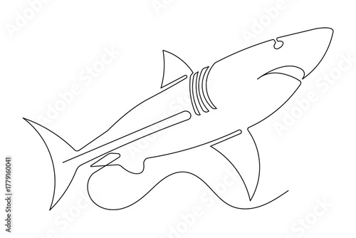 Modern shark continuous one line minimalist outline artwork
