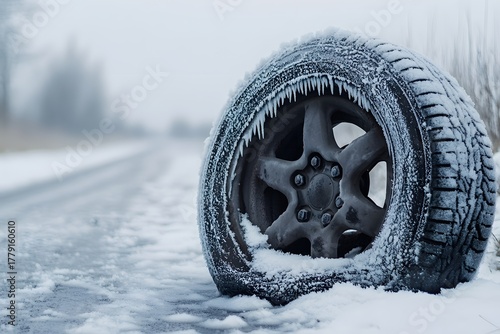 Old Flat Tire in Snow