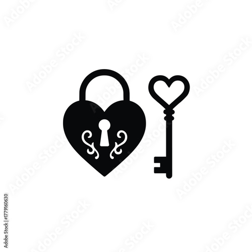 Heart Lock and Key Vector Illustration