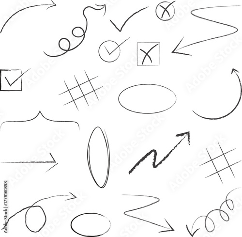 Doodle hand drawn elements set