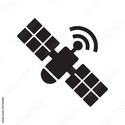 Communication satellite link solid icon