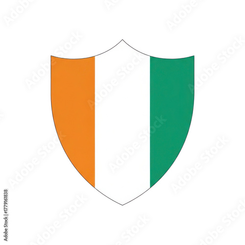 Ivory coast flag shield with orange, white, green stripes. national emblem. isolated on transparent background Free Download Ivory coast flag shield with orange, white, green stripes. national emblem. isolated on transparent background - GFXLoad