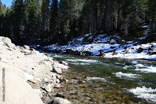 beautiful winter mountain river at Huntington lake