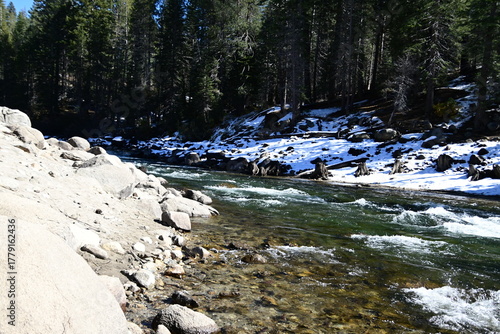 beautiful winter mountain river at Huntington lake
