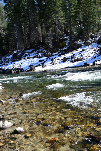 beautiful winter mountain river at Huntington lake