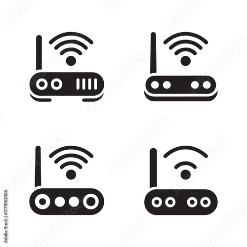 Portable internet hotspot solid icons
