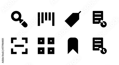 Essential UI Icon Set - Search Scan Barcode QR Code and Discovery Elements