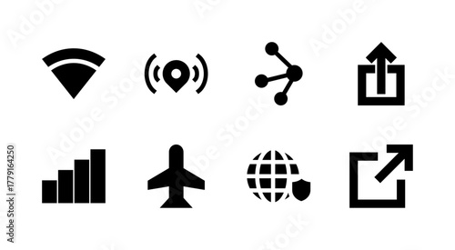 Essential UI Icon Set - WiFi Signal Network VPN and Connectivity Connection Elements