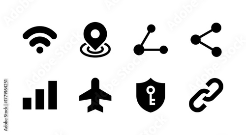 Essential UI Icon Set - WiFi Signal Network VPN and Connectivity Connection Elements