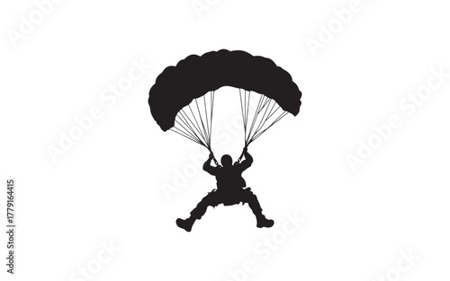 paraglider silhouette on black