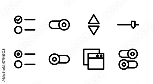 Essential UI Icon Set - Checkbox Radio Toggle Dropdown and Interface Control Elements
