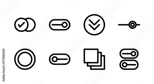 Essential UI Icon Set - Checkbox Radio Toggle Dropdown and Interface Control Elements
