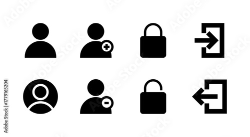 Essential UI Icon Set - User Profile Login and Account Security Management Elements