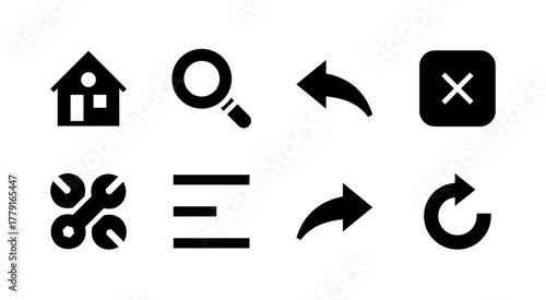 Essential UI Icon Set - Home Settings Search and Basic Navigation Control Elements