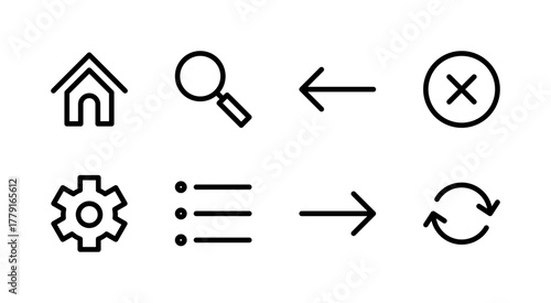 Essential UI Icon Set - Home Settings Search and Basic Navigation Control Elements