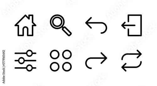 Essential UI Icon Set - Home Settings Search and Basic Navigation Control Elements