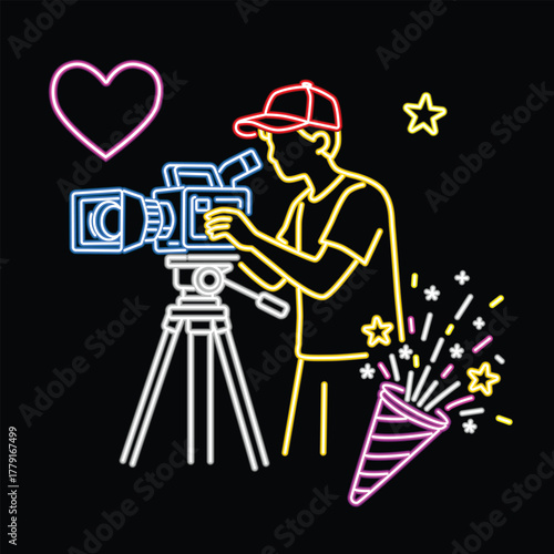 Neon Filmmaker Creating Cinematic Magic