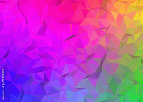 Abstract Low Poly Background with a Vibrant Rainbow Gradient and Geometric Patterns