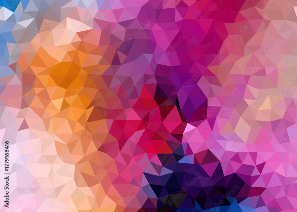 Naklejka premium Colorful abstract polygonal background created with a vibrant mosaic of triangular shapes, featuring a modern low poly geometric pattern