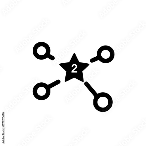 Star Icon with Number Two Representing Rating Level Award and Achievement Concept